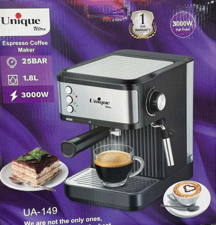اسپرسو ساز یونیک مدل 149 ظرفیت ۸ لیتر مشکی و استیل